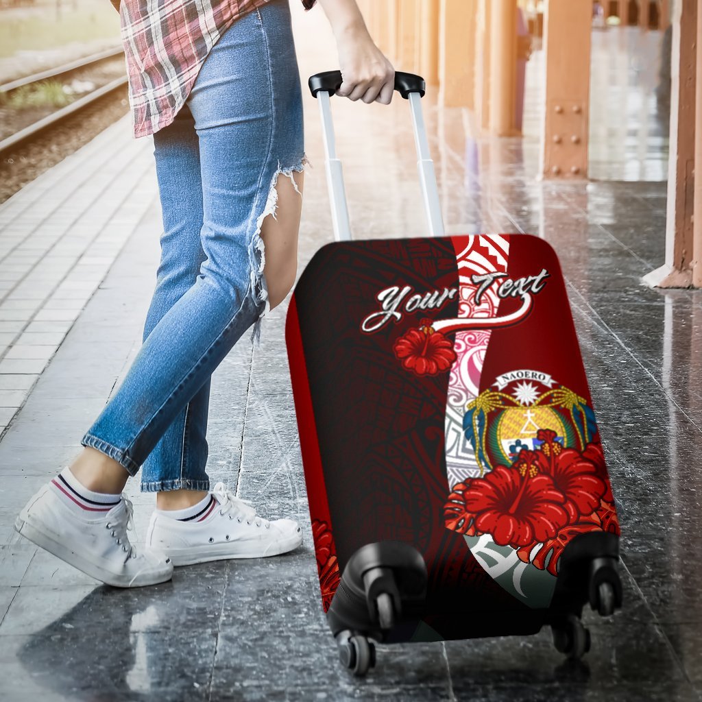 Nauru Polynesian Custom Personalised Luggage Covers - Coat Of Arm With Hibiscus - Polynesian Pride