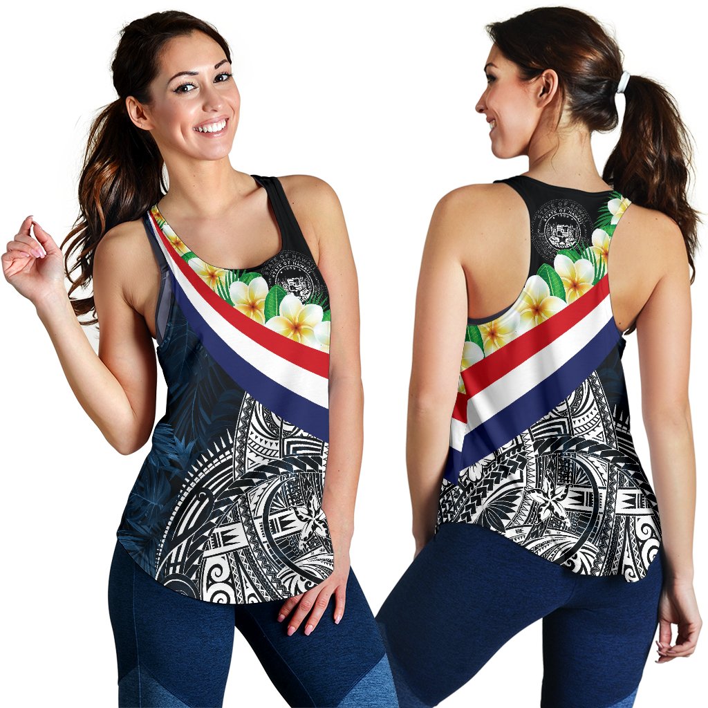 Polynesian Hawaii Women's Racerback Tank - Hawaii Seal With Plumeria Style - Polynesian Pride