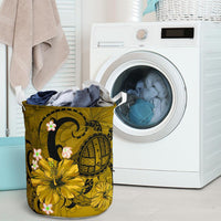 Hibiscus Plumeria Polynesian Turtle Hawaii Laundry Basket Yellow AH - Polynesian Pride