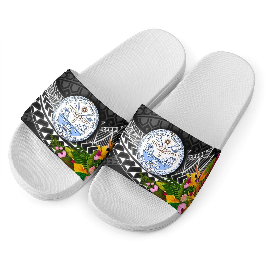 Marshall Islands Slide Sandals - Seal Spiral Polynesian Patterns - Polynesian Pride