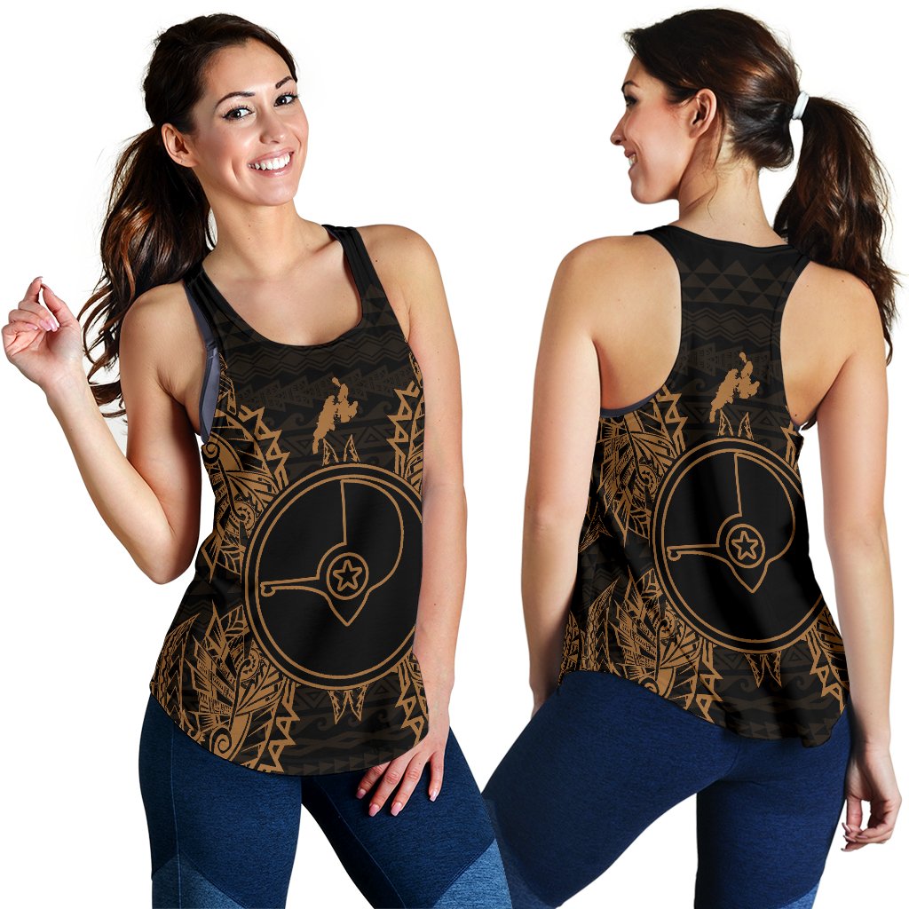 Yap Polynesian Women Tank Top Map Gold - Polynesian Pride