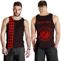 Hawaii Kakau Polynesian Coat Of Arms Personalized Men's Tank Top - Red Red - Polynesian Pride