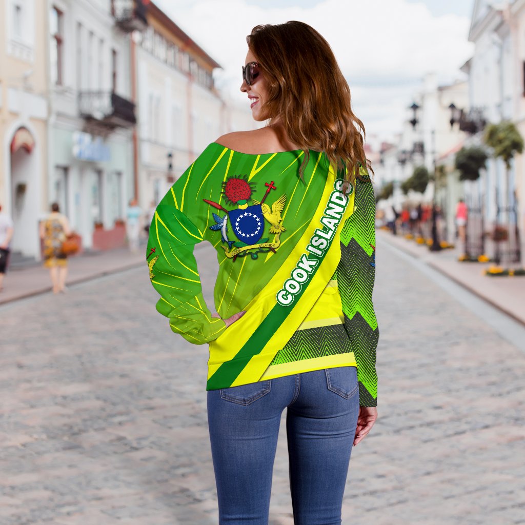 Cook Islands Women Off Shoulder Sweater Victorian Vibes - Polynesian Pride