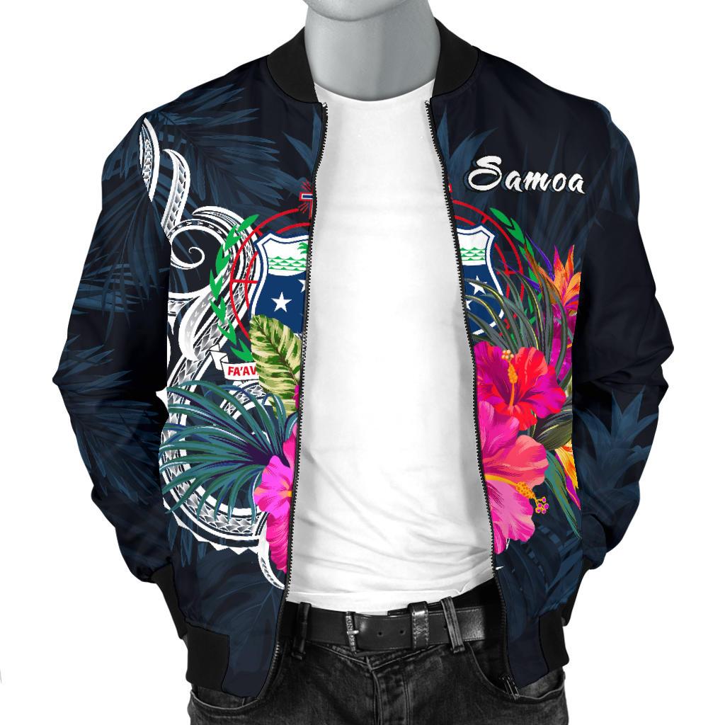 Samoa Polynesian Men's Bomber Jacket - Tropical Flower - Polynesian Pride