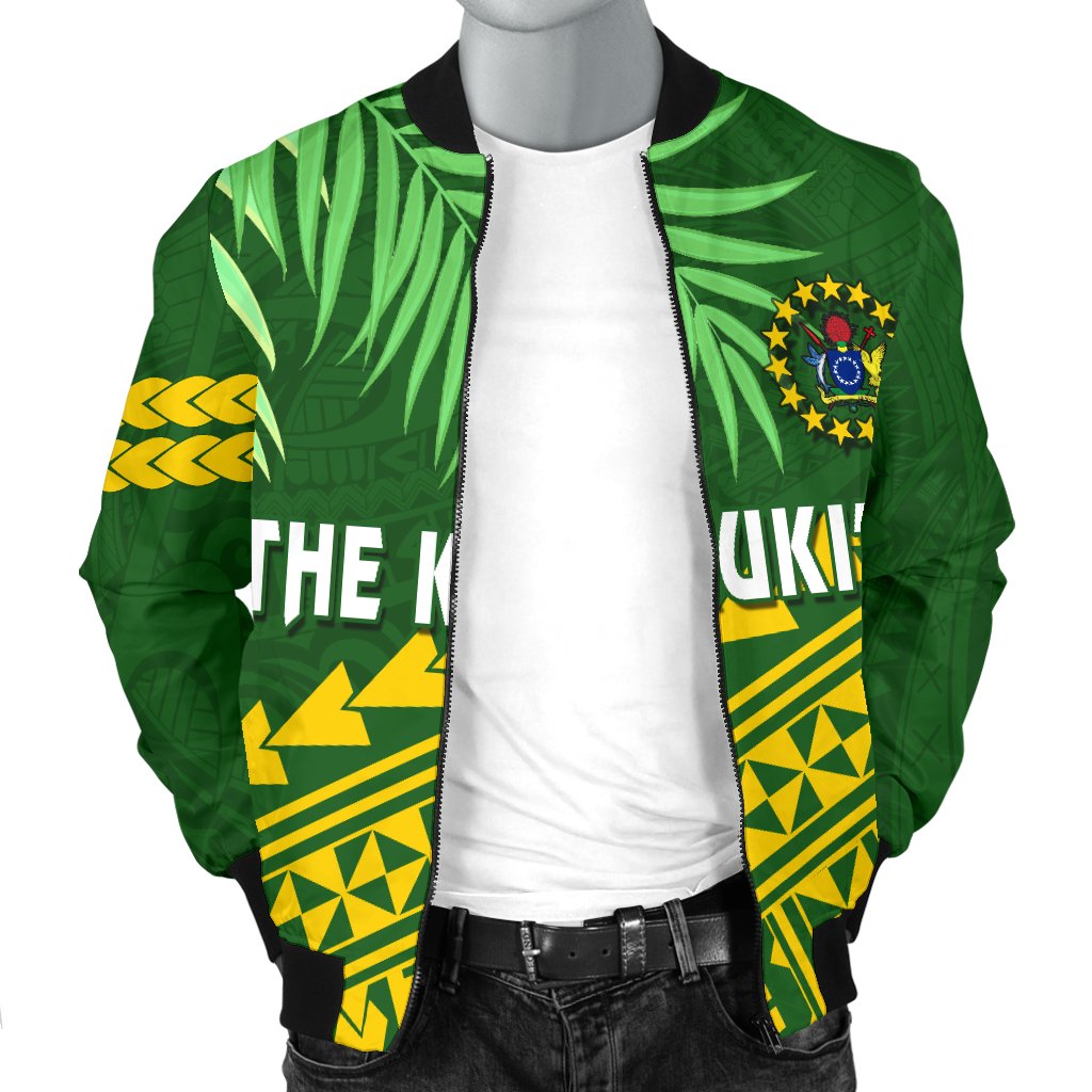 Cook Islands Rugby Men Bomber Jacket Coconut Leaves - The Kuki's - Polynesian Pride
