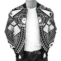 Samoa Polynesian Men's Bomber Jacket - Samoa White Seal with Polynesian Tattoo - Polynesian Pride