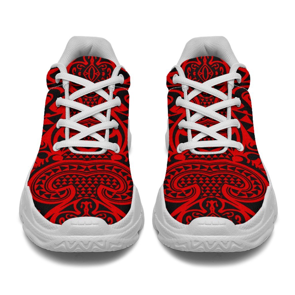Polynesian Kakau Turtle Red Chunky Sneakers - Polynesian Pride