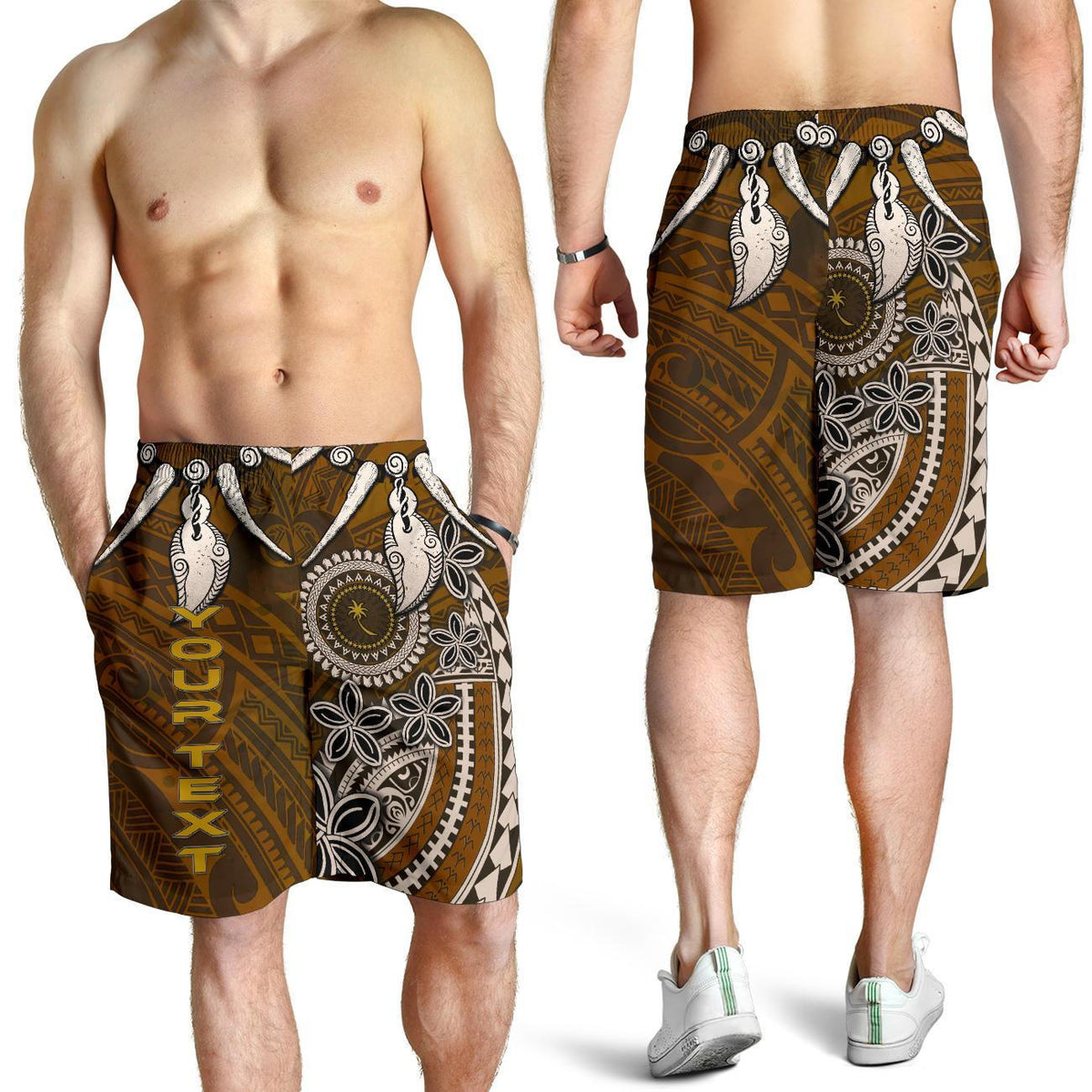 Chuuk Custom Personalised Men's Shorts - Polynesian Boar Tusk - Polynesian Pride