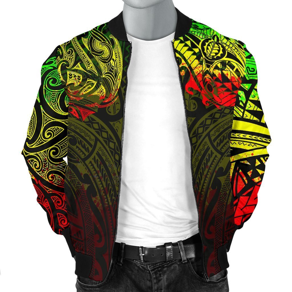 New Zealand Men's Bomber Jacket, Maori Polynesian Tattoo Reggage - Polynesian Pride