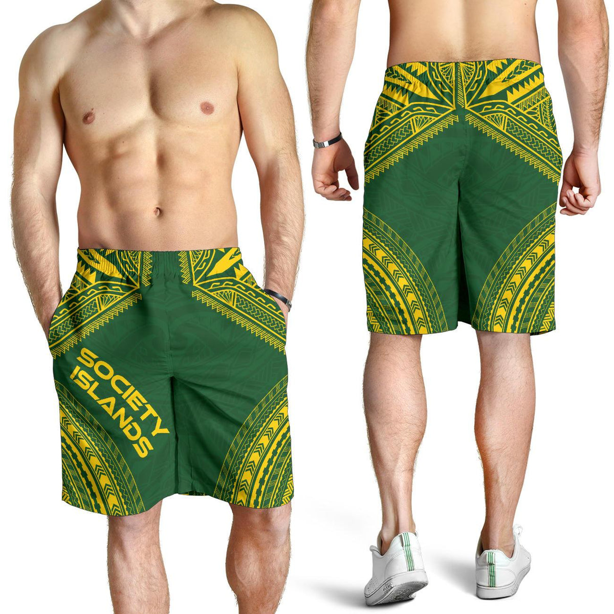 Society Islands Men's Shorts - Polynesian Chief Flag Version - Polynesian Pride
