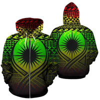 Marshall Islands All Over Zip up Hoodie Lift up Reggae Unisex Reggae - Polynesian Pride