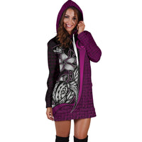 Pohnpei Micronesian Women's Hoodie Dress Blackberry - Turtle With Hook - Polynesian Pride