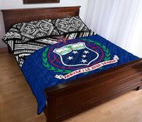 Samoa Polynesian Quilt Bed Set - Samoa Coat Of Arms Blue Version - Polynesian Pride