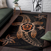 Kanaka Map Hibiscus Plumeria Turtle Art Polynesian Area Rug Orange AH - Polynesian Pride