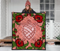 Hawaii Turtle Hibiscus Pink Premium Quilt - Polynesian Pride