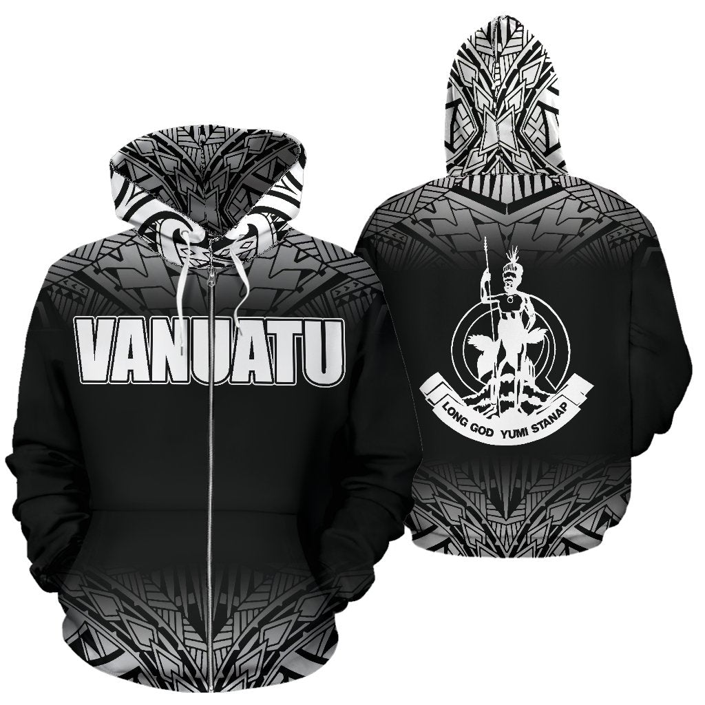 Vanuatu All Over Zip up Hoodie Fog Black Style Unisex Black - Polynesian Pride