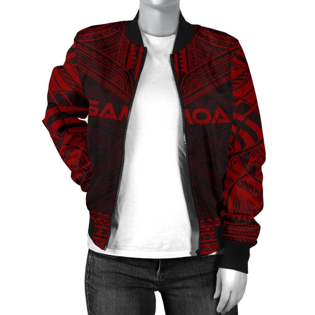 Samoa Polynesian Chief Women'S Bomber Jacket - Red Version - Polynesian Pride