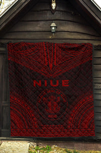 Niue Premium Quilt - Niue Seal Polynesian Chief Red Version - Polynesian Pride