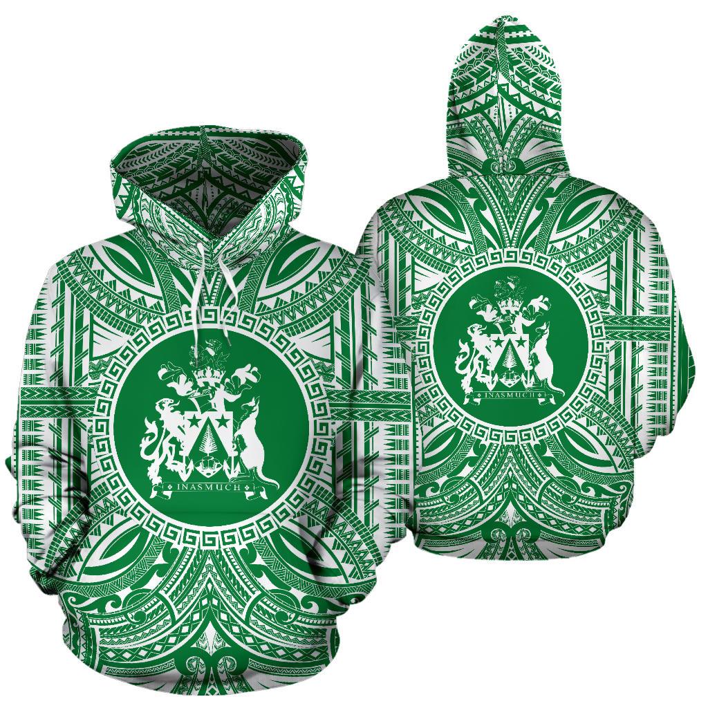 Norfolk Island ll Over Hoodie Norfolk Island Coat of rms Polynesian Flag Color - Polynesian Pride