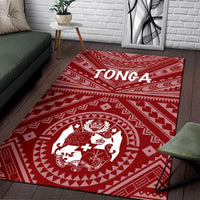 Tonga Area Rug - Tonga Seal With Polynesian Tattoo Style (Red) - Polynesian Pride