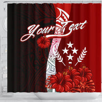 Kosrae Micronesia Custom Personalised Shower Curtain - Coat Of Arm With Hibiscus - Polynesian Pride