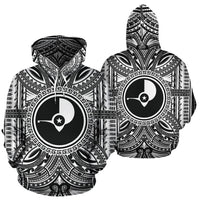 Yap ll Over Hoodie Yap Coat of rms Polynesian White Black - Polynesian Pride