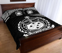 Samoa Quilt Bed Set - Samoa Coat Of Arms Black Curve Version - Polynesian Pride