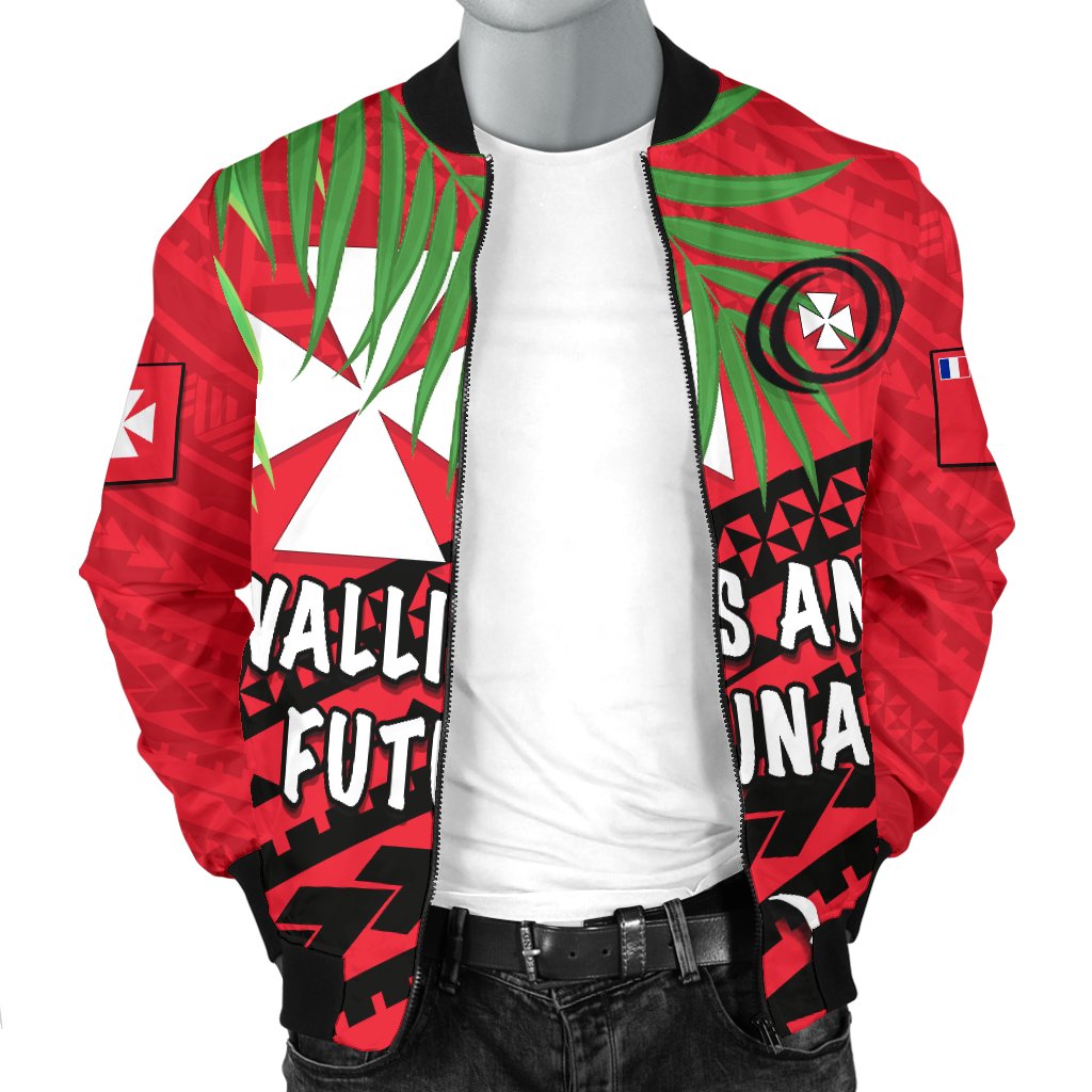 Wallis and Futuna Rugby Men Bomber Jacket Coconut Leaves - Polynesian Pride