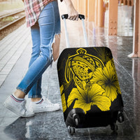 Hawaii Hibiscus Luggage Cover - Turtle Map - Yellow - Polynesian Pride