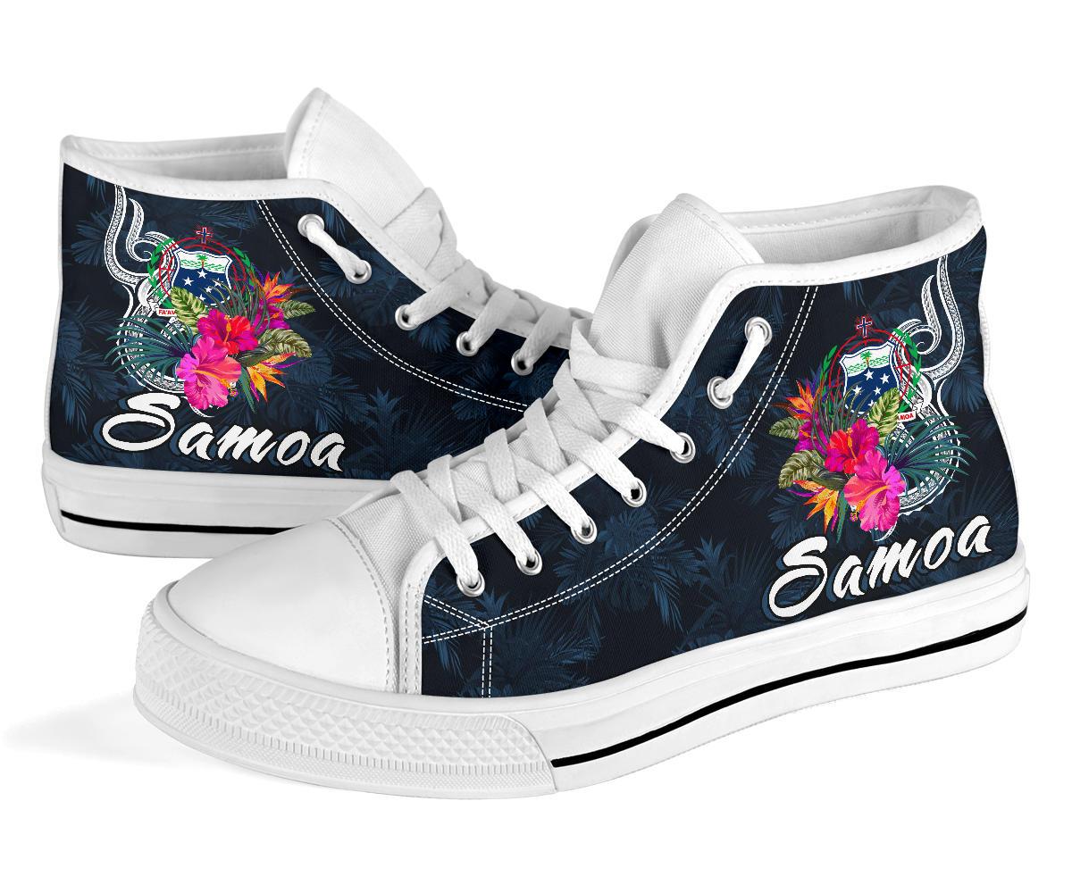Samoa Polynesian High Top Shoes - Tropical Flowers - Polynesian Pride