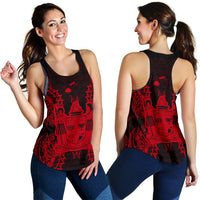 Fiji Polynesian Women Tank Top Map Red - Polynesian Pride