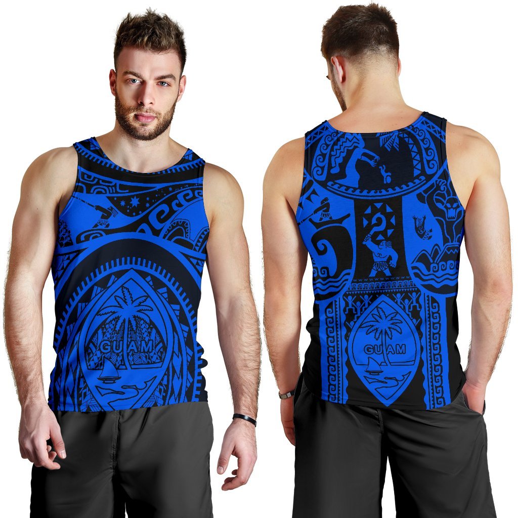 Polynesian Men's Tank Top - Guam Flag, Seal with Maui Moana Tattoo - Polynesian Pride