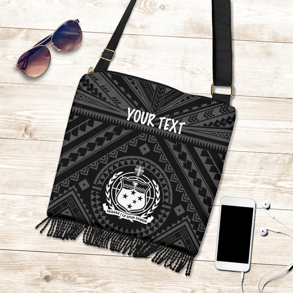 Samoa Personalised Crossbody Boho Handbag - Samoa Seal In Polynesian Tattoo Style One Style One Size Black - Polynesian Pride
