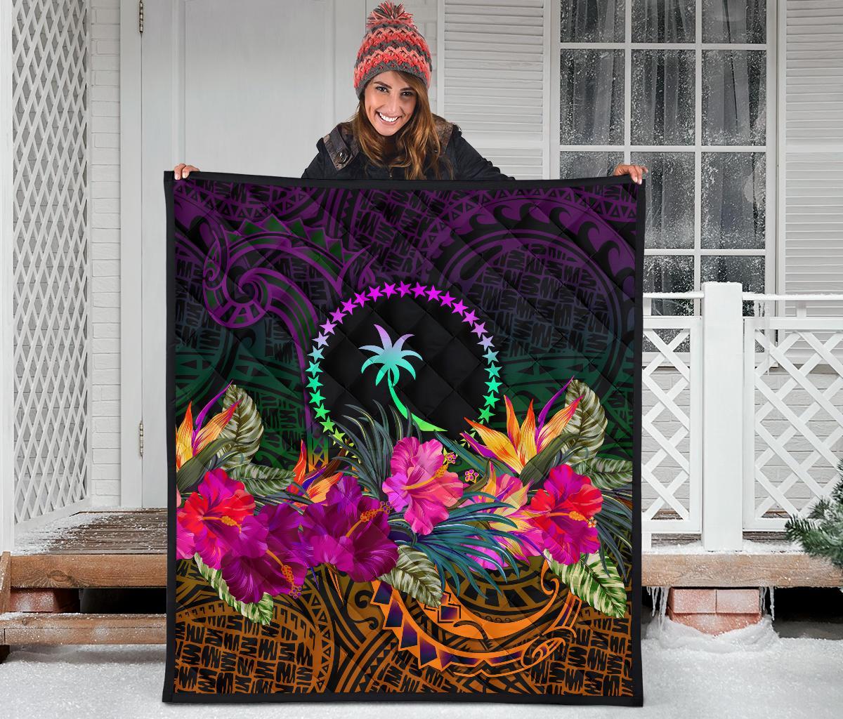 Chuuk Premium Quilt - Summer Hibiscus - Polynesian Pride