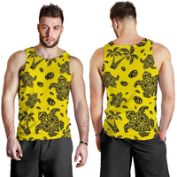 Polynesian Turtle Palm And Sea Pebbles Yellow Hawaii Men's Tank Top - Polynesian Pride