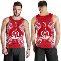 Vanuatu Polynesian Men Tank Top Map Red White - Polynesian Pride