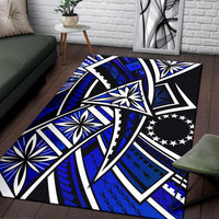 Cook Islands Area Rug - Tribal Flower Special Pattern Blue Color Blue - Polynesian Pride