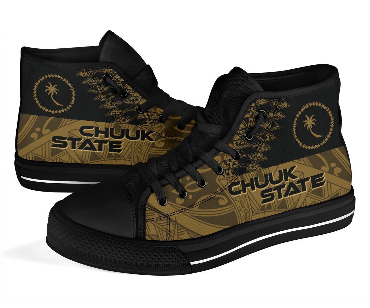 Chuuk State High Top Shoes - Gold Color Symmetry Style - Polynesian Pride