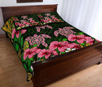 Hawaii Turtle Hibiscus Tropical Polynesian Quilt Bed Set - Floren Style - AH - Polynesian Pride