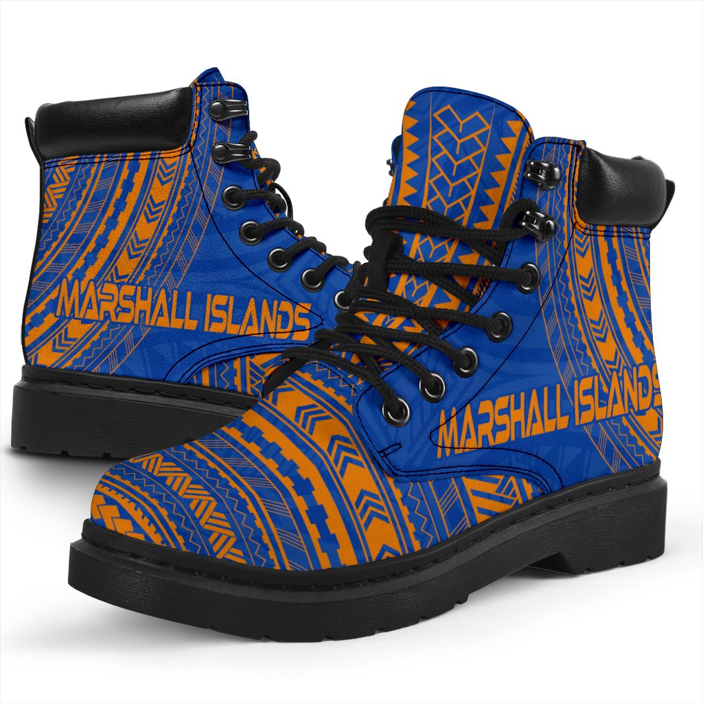 Marshall Islands Leather Boots - Polynesian Flag Chief Version - Polynesian Pride