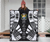 Nauru Premium Quilt - Nauru Coat Of Arms Polynesian White Tattoo - Polynesian Pride