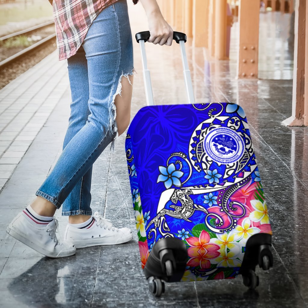 FSM Luggage Covers - Turtle Plumeria (Blue) - Polynesian Pride
