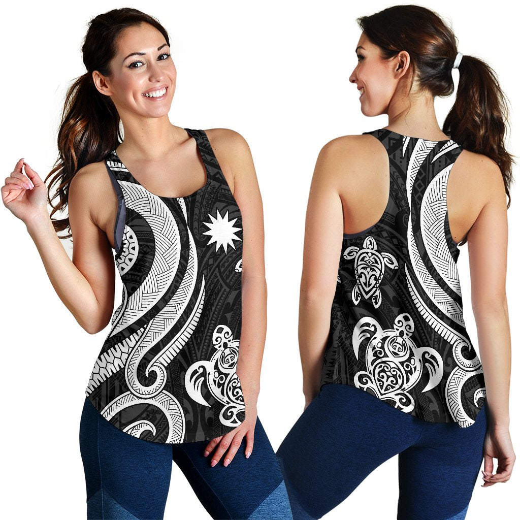 Nauru Women's Racerback Tank - White Tentacle Turtle - Polynesian Pride