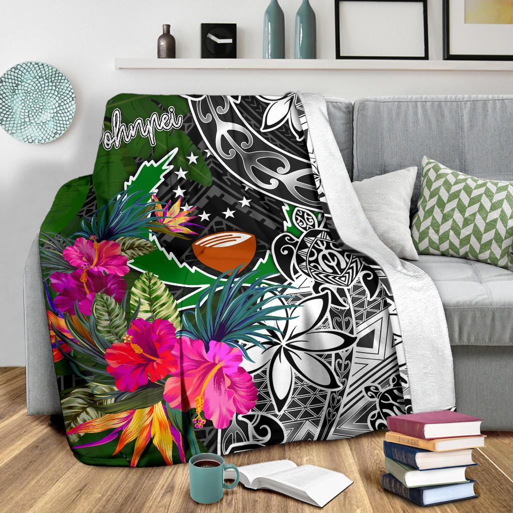 Pohnpei Premium Blanket - Turtle Plumeria Banana Leaf - Polynesian Pride