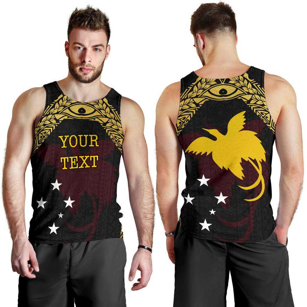 Papua New Guinea Custom Personalised Men's Tank Top - Erudite Eye Black - Gold - Polynesian Pride
