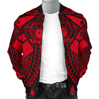 Samoa Polynesian Men's Bomber Jacket - Samoa Red Seal with Polynesian Tattoo - Polynesian Pride