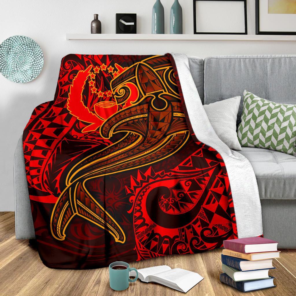 Pohnpei Premium Blanket - Red Shark Polynesian Tattoo - Polynesian Pride