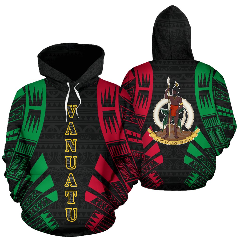 Vanuatu All Over Hoodie Polynesian Tattoo Style Unisex White - Polynesian Pride