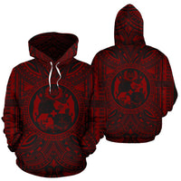 Tonga ll Over Hoodie Tonga Coat of rms Polynesian Red Black - Polynesian Pride
