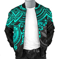 Polynesian Hawaii Bomber Jacket (Men) - Turquoise Turtle - Polynesian Pride